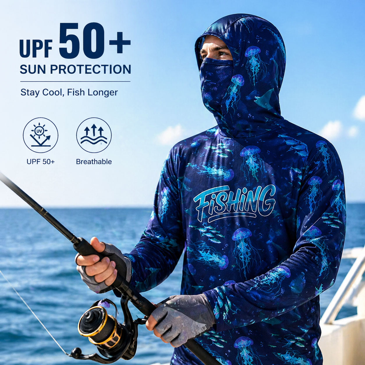 Fishing Hood Riding Tops Wear  - Running Gear Usa ulasan dan harga