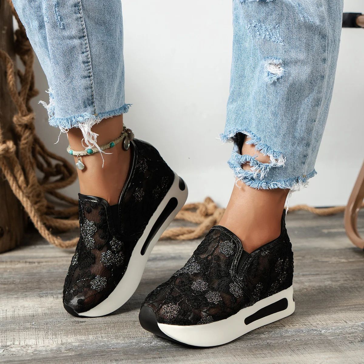 Lace Flats Platform Women Spor - Running Gear Shoes ulasan dan harga